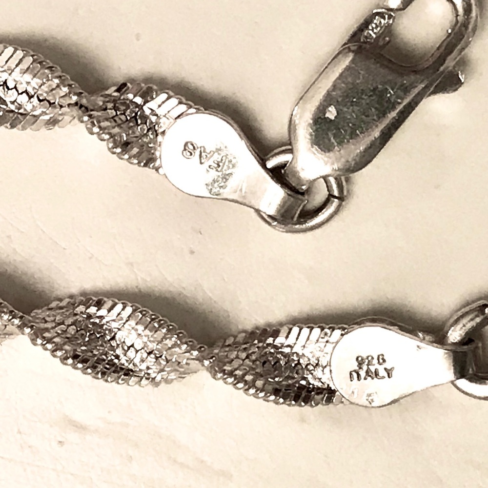 925 Silver Necklace & Bracelet Delicate Set Italy - Picture 4 of 8